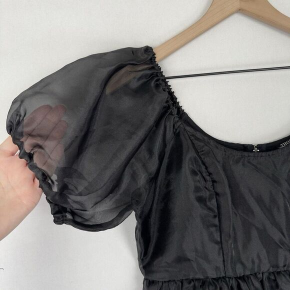 Hot Topic Dress Womens Large Black Chiffon Fit & Flare Whimsigoth Grunge Witchy - Picture 5 of 16